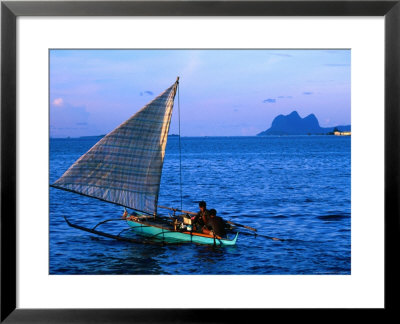 Outrigger Canoe In Bay Of Semporna, Semporna, Sabah, Malaysia by Mark Daffey Pricing Limited Edition Print image