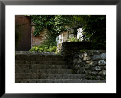 Stone Stairway Up To A Wooden Door, Asolo, Italy by Todd Gipstein Pricing Limited Edition Print image