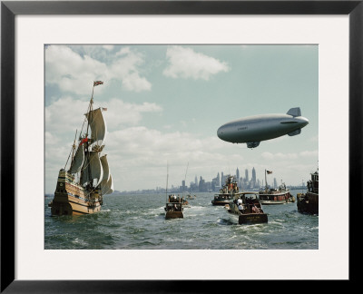 The Mayflower Ii Enters New York Harbor, Escorted By Small Yachts And A Blimp by B. Anthony Stewart Pricing Limited Edition Print image