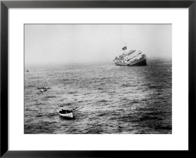 Italian Liner Andrea Doria Sinking In Atlantic After Collision With Swedish Ship Stockholm by Loomis Dean Pricing Limited Edition Print image