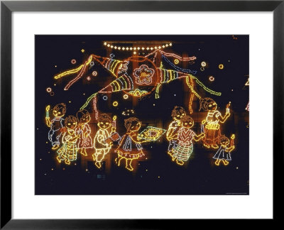 Lit Display Of Traditional Pinata And Children In Candlelight Procession During Christmas Festival by John Dominis Pricing Limited Edition Print image