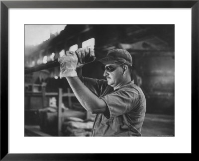 Dale Clover Skilled Steel Worker At Allegheny Ludlum Mill Uses Handled Test Spoon To Sample Steel by Peter Stackpole Pricing Limited Edition Print image