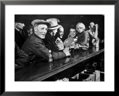 Dam Workers With Family Members Enjoying Beer At Local Bar by Margaret Bourke-White Pricing Limited Edition Print image