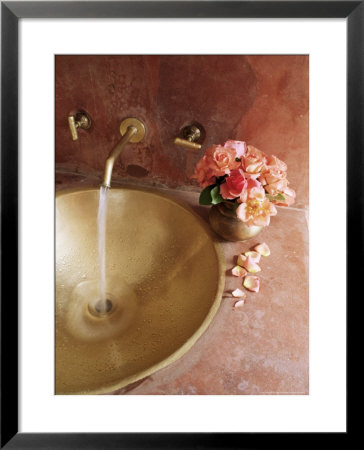 Detail Of Brass Hand Beaten Bathroom Sink In Bathroom Area Of Residence, Amber, Near Jaipur, India by John Henry Claude Wilson Pricing Limited Edition Print image