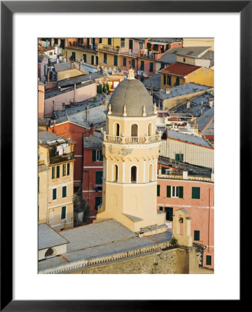 Bell Tower Of A Cathedral And Surrounding Buildings, Vernazza, Italy by Dennis Flaherty Pricing Limited Edition Print image