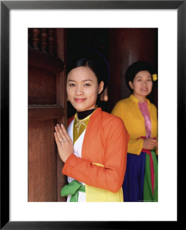 Two Smiling Vietnamese Women In Traditional Dress, North Vietnam, Vietnam by Gavin Hellier Pricing Limited Edition Print image