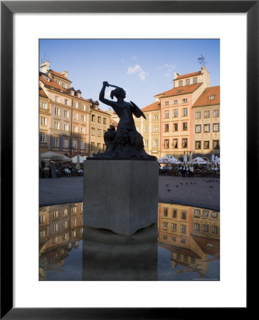 Warsaw Mermaid Fountain And Reflections Of The Old Town Houses, Old Town Square, Warsaw, Poland by Gavin Hellier Pricing Limited Edition Print image