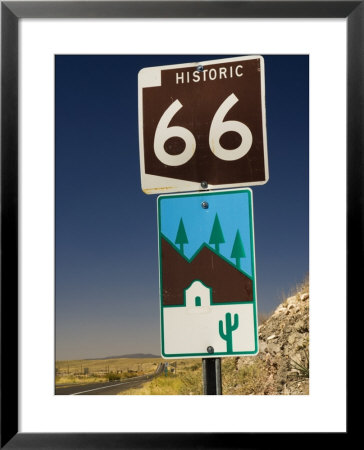 Route 66 Sign On Highway Near Peach Springs by Witold Skrypczak Pricing Limited Edition Print image