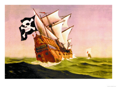 Pirate Ship With Sails All Set, C.1930 by Anton K. Skillin Pricing Limited Edition Print image