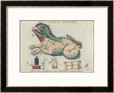 Cetus (Sea Monster) And Chemical Factory And Electrical Machinery Constellation by Sidney Hall Pricing Limited Edition Print image