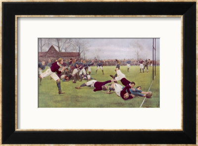 Rugby Try Scored 1897 by Ernest Prater Pricing Limited Edition Print image