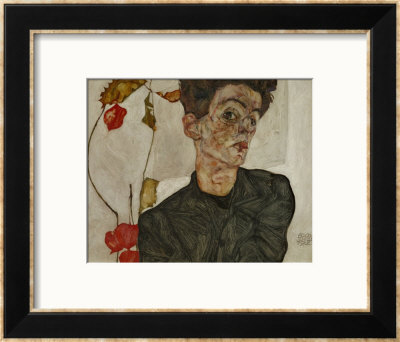 Self-Portrait With Chinese Lantern And Fruits by Egon Schiele Pricing Limited Edition Print image