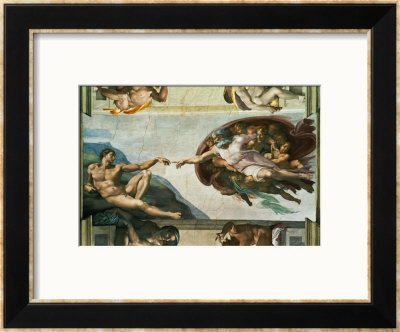 The Sistine Chapel; Ceiling Frescos After Restoration, The Creation Of Adam by Michelangelo Buonarroti Pricing Limited Edition Print image
