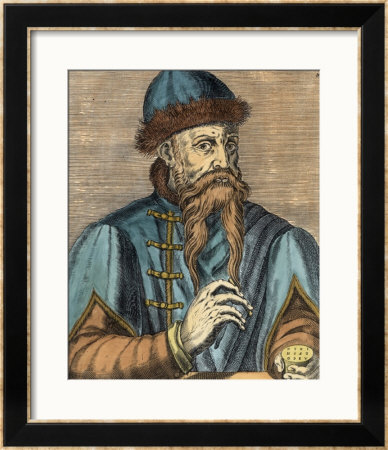 Portrait Of Johannes Gutenberg (Circa 1400-68) (Later Colouration) by Albrecht Mentz Pricing Limited Edition Print image