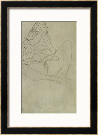 Sitting Half-Nude With Closed Eyes by Gustav Klimt Pricing Limited Edition Print image