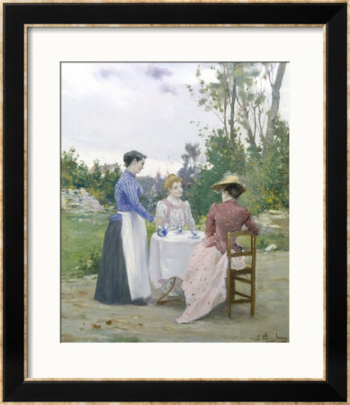 Taking Tea In The Garden by Henri Adrien Tanoux Pricing Limited Edition Print image