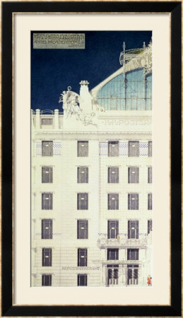 Post Office Savings Bank, Vienna, Design Showing Detail Of The Facade, C. 1904-06 (Coloured Pencil) by Otto Wagner Pricing Limited Edition Print image