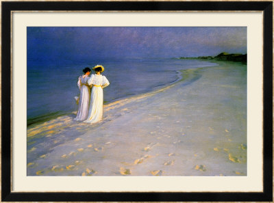Summer Evening On The Skagen Southern Beach With Anna Ancher And Marie Kroyer, 1893 by Peder Severin Kröyer Pricing Limited Edition Print image