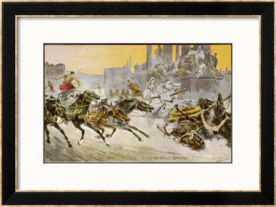 Furious Roman Chariot Race In Progress by V. Checa Pricing Limited Edition Print image