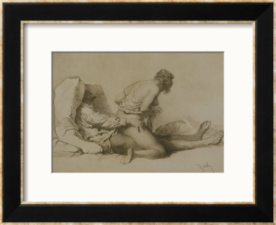 A Man And Woman Making Love, Plate I Of Liebe, 1901 by Mihaly Von Zichy Pricing Limited Edition Print image