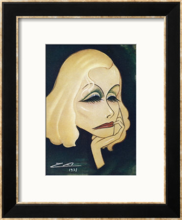 Greta Garbo Swedish-American Film Actress: A Caricature by Nino Za Pricing Limited Edition Print image