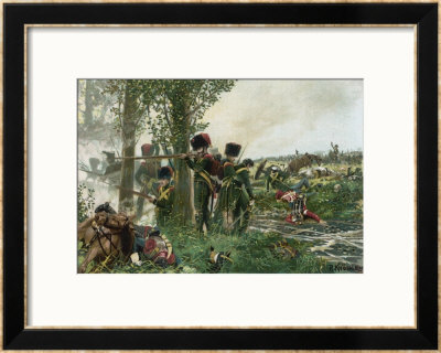 Battle Of Waterloo Troops Of The Nassau Regiment Defend Their Position Against The French by R Knoetel Pricing Limited Edition Print image