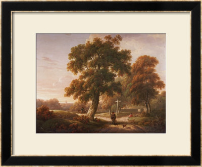 Travellers At A Crossroads In A Wooded Landscape by Charles Towne Pricing Limited Edition Print image