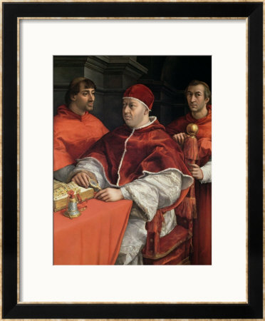 Portraits Of Leo X Cardinal Luigi De' Rossi And Giulio De Medici 1518 by Raphael Pricing Limited Edition Print image