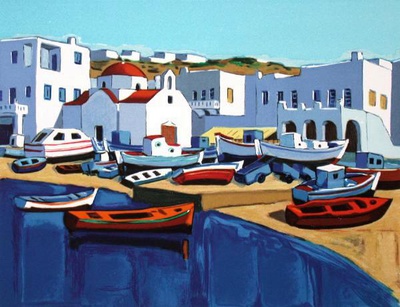 Mykonos : Le Port by Jean Claude Quilici Pricing Limited Edition Print image