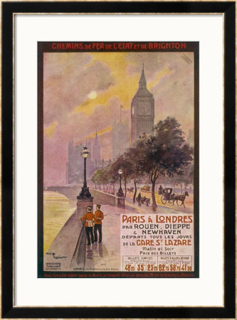 By Rail And Sea From Paris To Brighton Or London Featuring The Embankment And Big Ben 6 Of 8 by Maurice Toussaint Pricing Limited Edition Print image