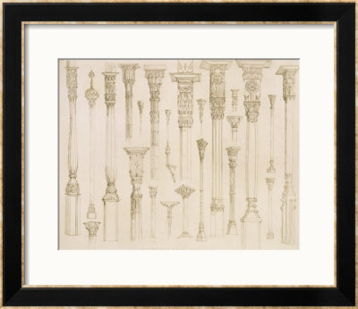 Persian And Turkish Wooden Column Designs, From Art And Industry by Jean Francois Albanis De Beaumont Pricing Limited Edition Print image