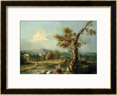 An Italianate River Landscape With Travellers by Francesco Zuccarelli Pricing Limited Edition Print image