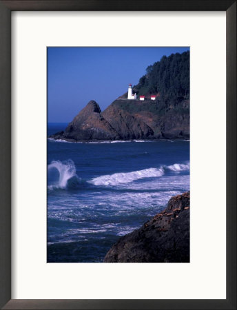 Crashing Waves And Sea Lions, Heceta Head Lighthouse, Oregon, Usa by Brent Bergherm Pricing Limited Edition Print image