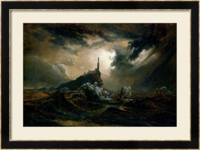 Stormy Sea With Lighthouse by Karl Blechen Pricing Limited Edition Print image