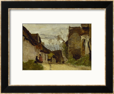 Village Street In Normandy, 1865 by Jean-Baptiste-Camille Corot Pricing Limited Edition Print image