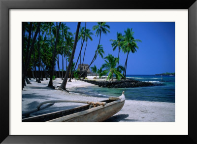 Outrigger Canoe On The Beach On The South Kona Coast, Puuhonua O Honaunau National Park, Hawaii, Us by Ann Cecil Pricing Limited Edition Print image