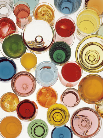 Assorted Glasses Filled With Colorful Liquids by Renato Marcialis Pricing Limited Edition Print image