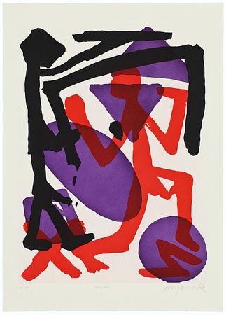 Serie I Kontrolle (Rot-Lila) by A. R. Penck Pricing Limited Edition Print image