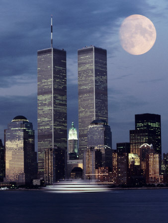 Moon And World Trade Center, Nyc by N. R. Rowan Pricing Limited Edition Print image
