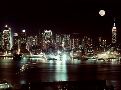Midtown Manhattan Skyline With Full Moon by Warren Flagler Pricing Limited Edition Print image