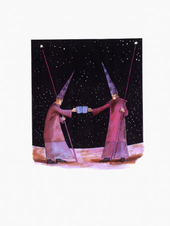 Two Wizards Sharing Drinks In Space by Mk Perker Pricing Limited Edition Print image