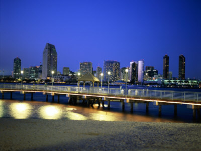 San Diego Skyline With Ferry Landing Pier by Jim Corwin Pricing Limited Edition Print image