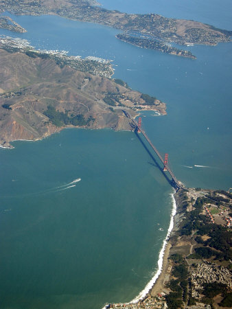 Aerial Of San Francisco Bay And Golden Gate Bridge by Yvette Cardozo Pricing Limited Edition Print image