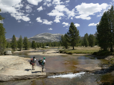 Hikers, Tuolumne Meadows Area, Yosemite National Park by Walter Bibikow Pricing Limited Edition Print image