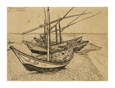 Boats On The Beach At Saintes-Maries-De-La-Mer by Vincent Van Gogh Pricing Limited Edition Print image