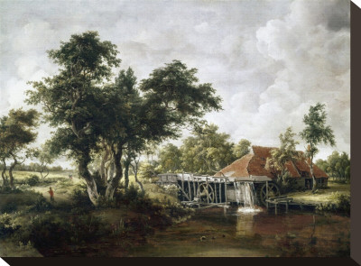 Watermill With The Great Red Roof by Meindert Hobbema Pricing Limited Edition Print image