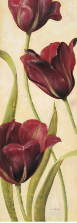 Red Tulips Panel I by Fabrice De Villeneuve Pricing Limited Edition Print image