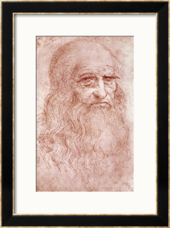 Portrait Of A Bearded Man, Possibly A Self Portrait, Circa 1513 by Leonardo Da Vinci Pricing Limited Edition Print image