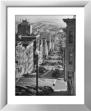 Picturesque View Of Cable Car Coming Up The Hill In Light Auto Traffic by Andreas Feininger Pricing Limited Edition Print image