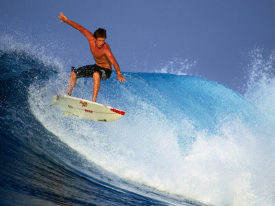 Surfer On A Wave Known As Hollow Trees, Indonesia by Paul Kennedy Pricing Limited Edition Print image